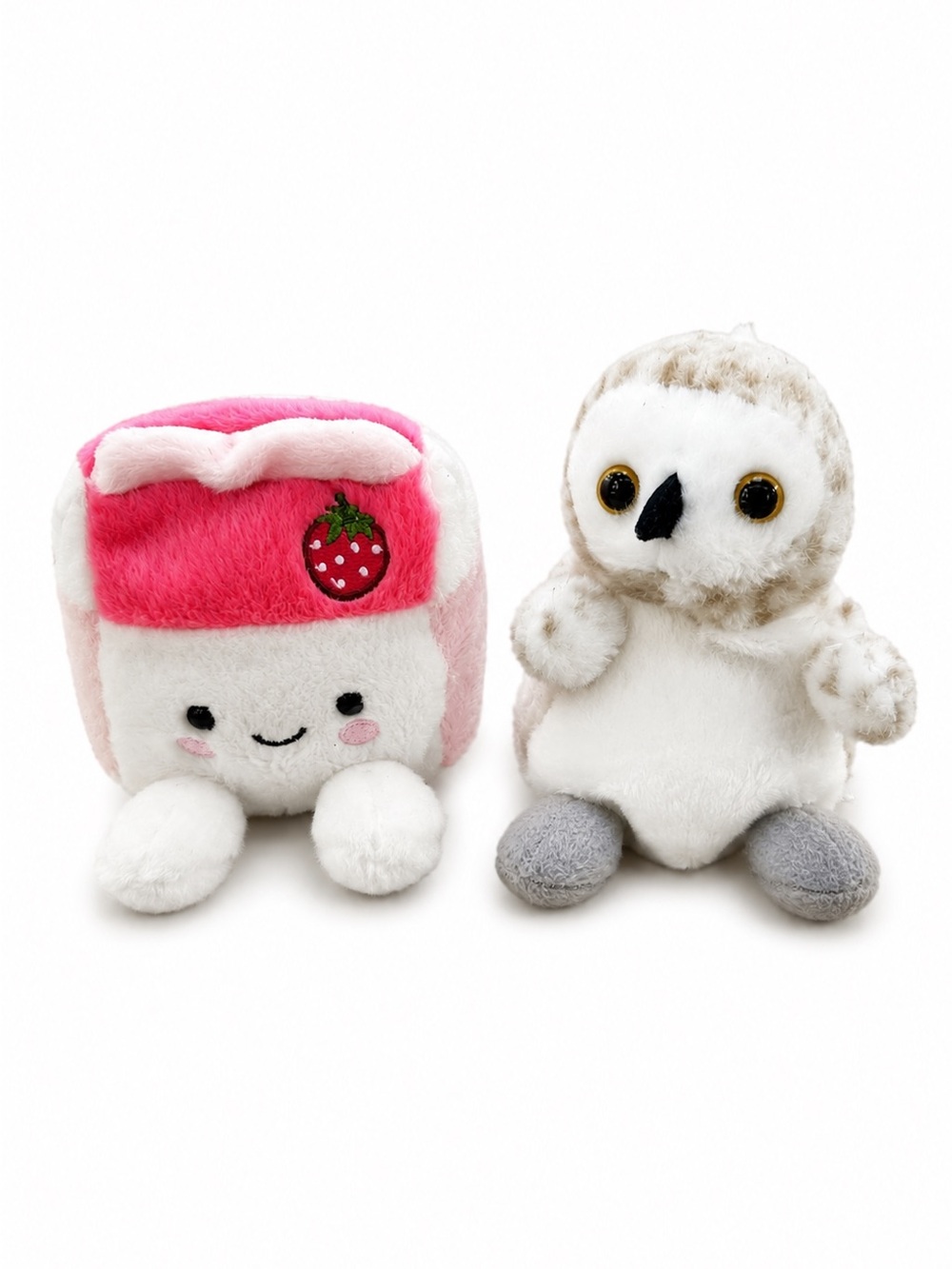 Lot of 2 Aurora Palm Pals Plush Sasha Owl & Fresa Strawberry Milk 5"